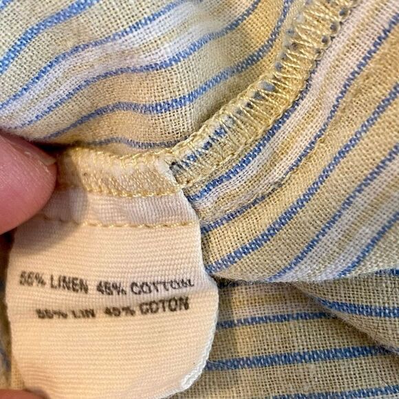 Elizabeth and James Womens Tan Striped Linen Top Button Down Shirt Tan Size XS - Picture 8 of 9